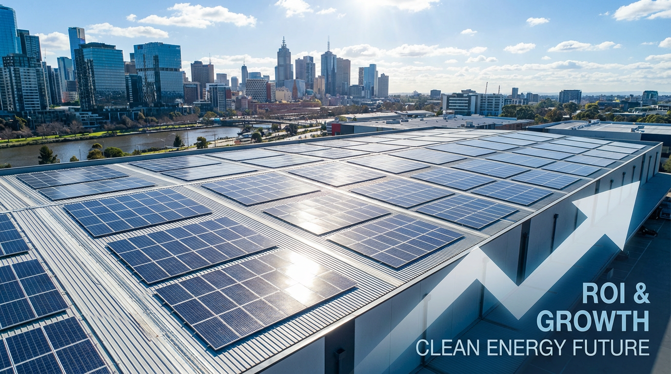 Commercial solar panels on Victorian business rooftop